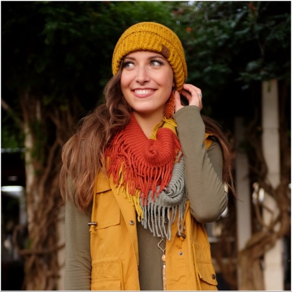 LAST ONE! Mustard Confetti C.C. Beanie - Picture 3 of 3